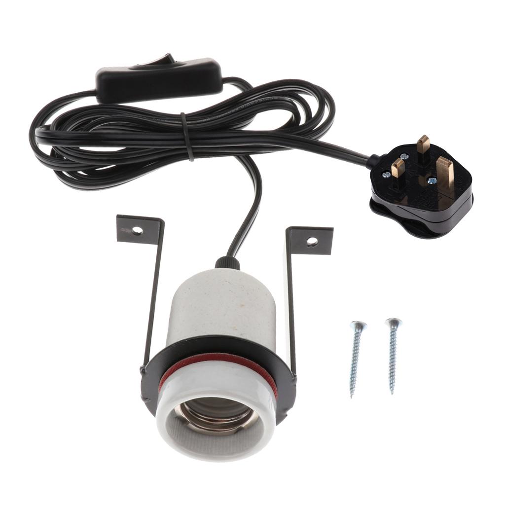 Reptile Tortoise Habitat Ceramic Heating Light Holder Black UK Plug 