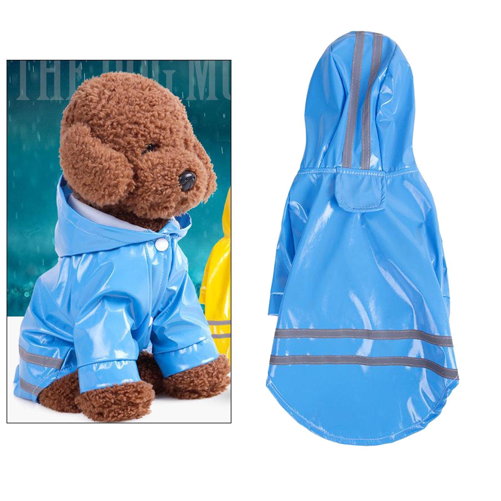 Dog Raincoat with Hood Doggie Reflective Jacket Waterproof S- XL blue S
