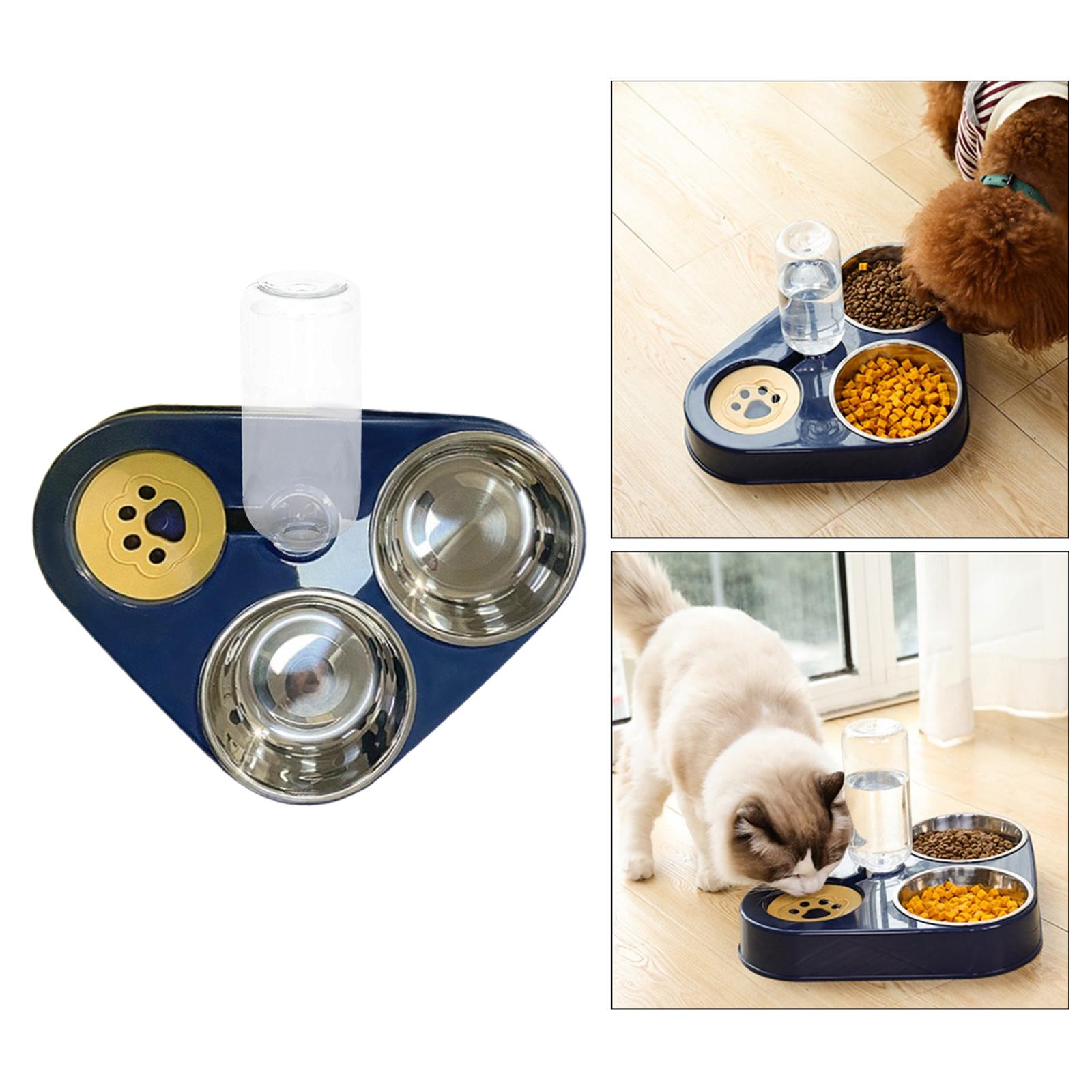 Automatic Water Dispenser Feeder Double Bowls for Dog Cat Dark Blue