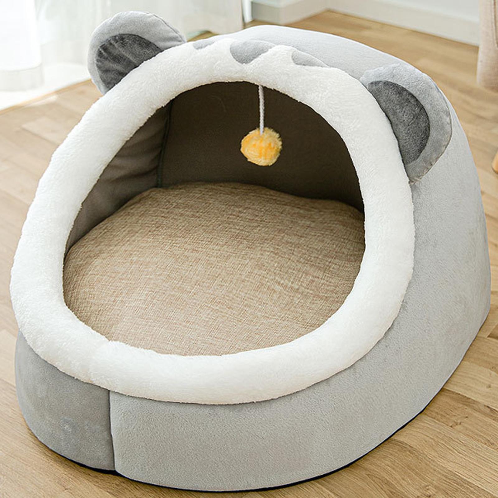 Cute Pet Bed Cat Dog Nest Bed Kennel Warm Comfortable for Kitten Sleeping Gray S