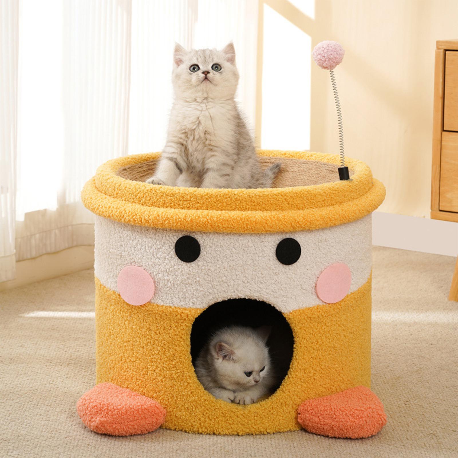 Cat House Scratcher Hideout with Ball Sisal Scratcher Cave Condo Cat Bed