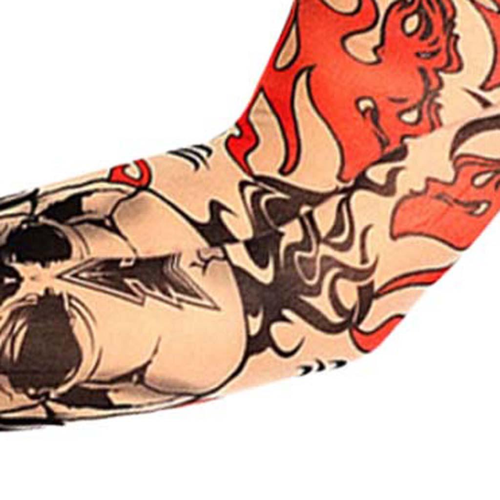 1 Pair Temporary Fake Slip On Tattoo Arm Sleeves Sun Protection