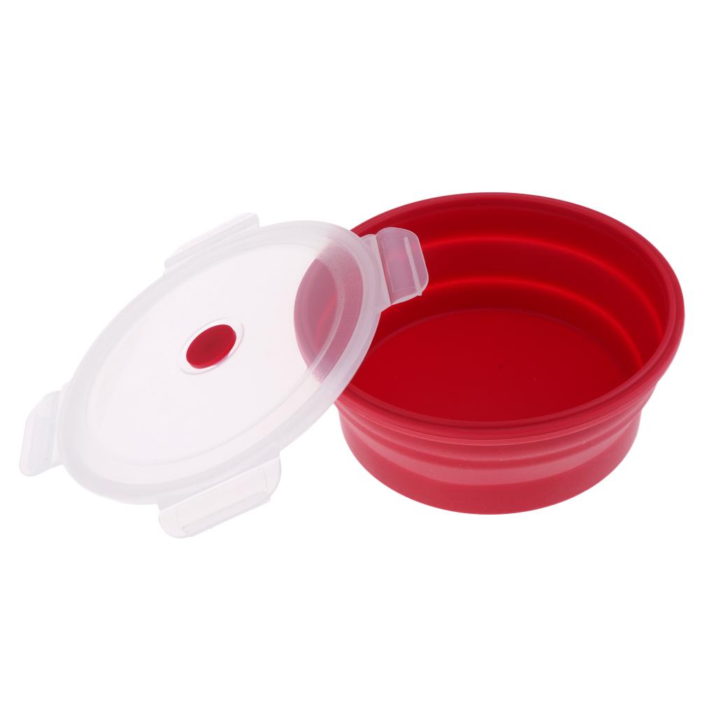 Collapsible Silicone Camping Bowl, Food-grade and BPA-free 400ml Red