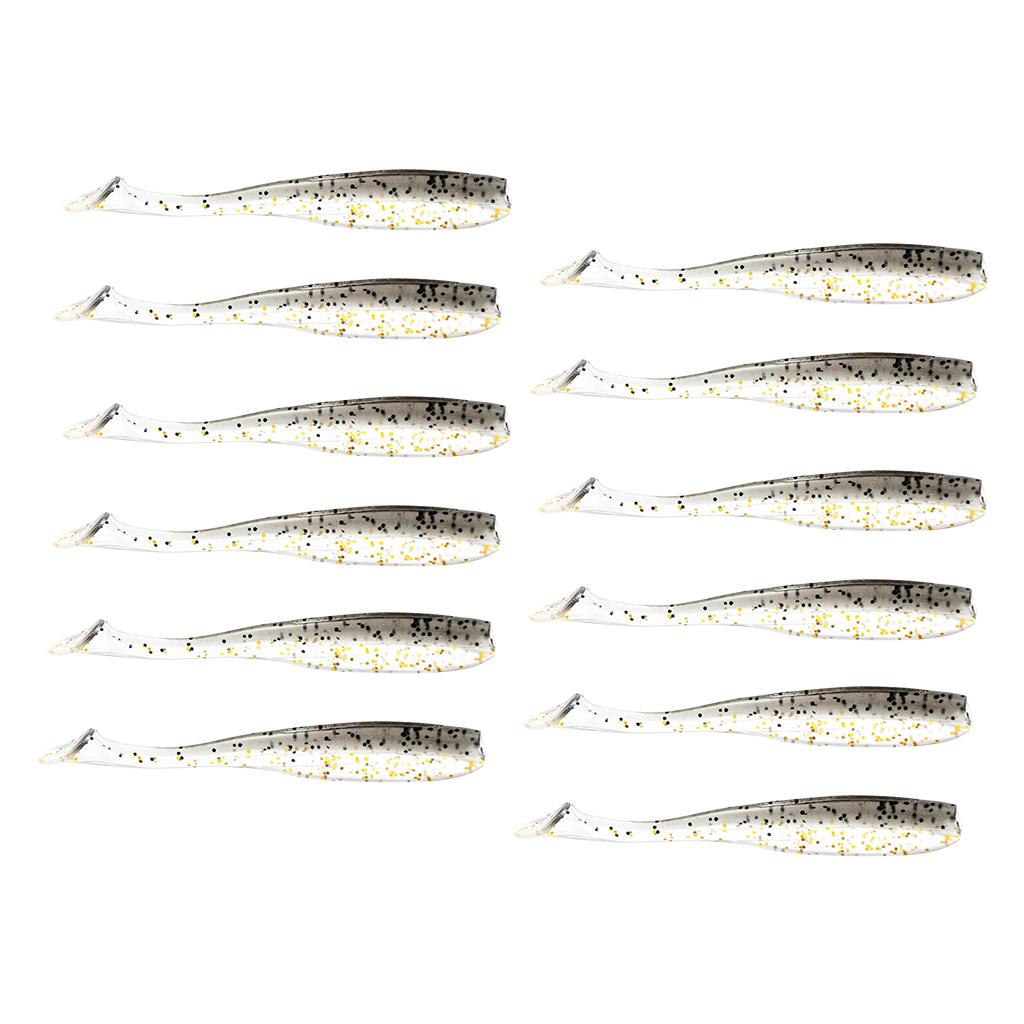 12pcs Soft Fishing Lures Set Paddle Tail Worm Baits Shad Minnow Swimbaits F