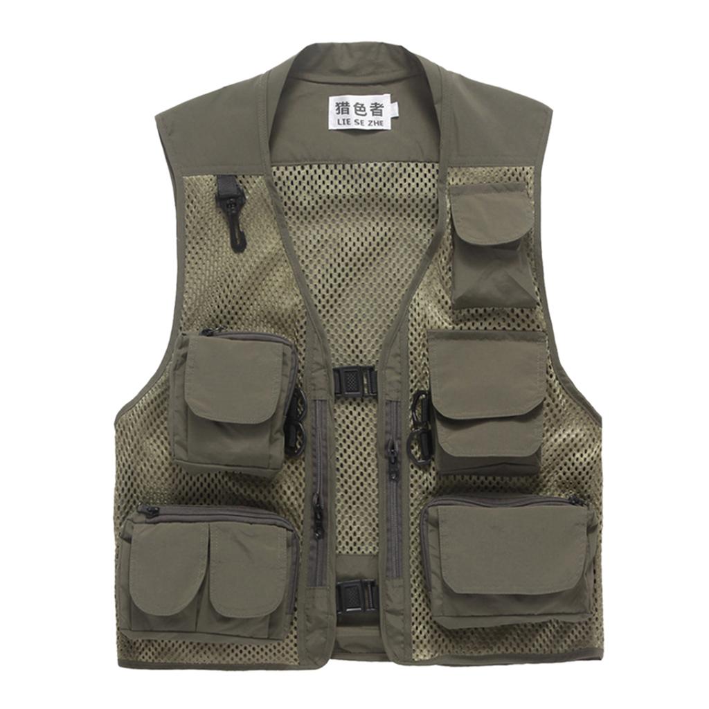 Fly Fishing Vest Multi-Pocket Mesh Fishing Vest Photographer Jacket M