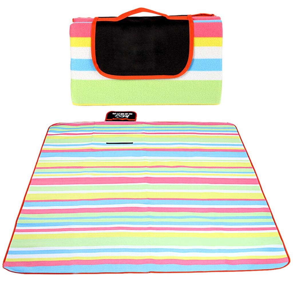 Outdoor Picnic Blanket Beach Mat Pad Waterproof Mildew Resistant Rainbow Bar