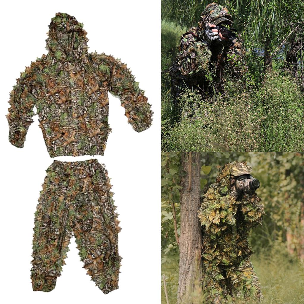 2xGhillie Suit Set Sniper Train Leaf Jungle Forest Woodland Camouflage Adults