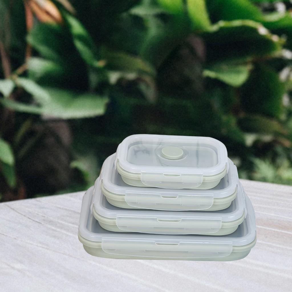 Silicone Collapsible Food Storage Containers Set of 4 Freezer Safe Green