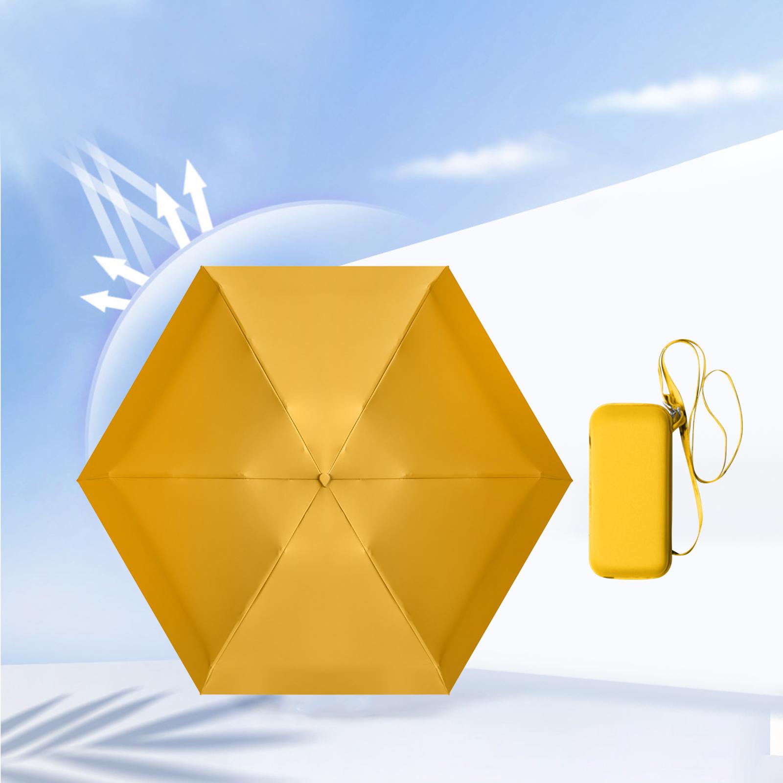 Mini Folding Umbrella Tiny Pocket Umbrella Small Umbrella Sturdy Lightweight Yellow