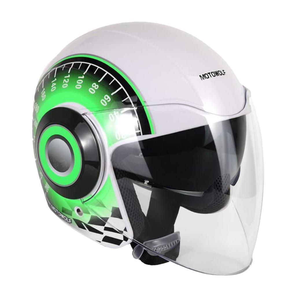 Details About Magideal Motorcycle 3 4 Open Face Half Helmet With Full Face Shield Visor