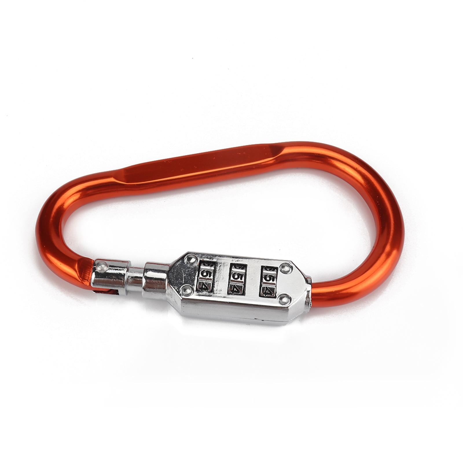 Motorcycle Helmet Lock & Cable Combination Pin Locking Carabiner Orange