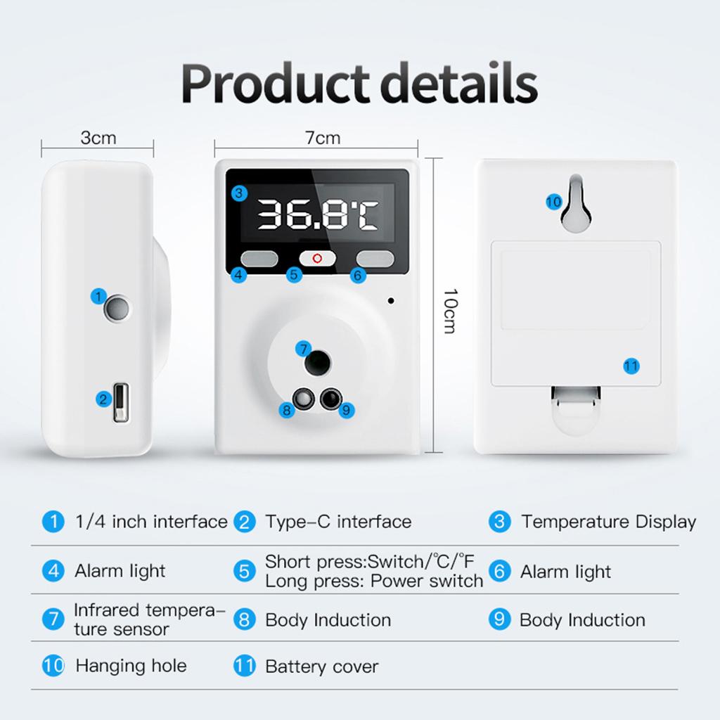 Wall-Mounted infrared Forehead Thermometer Non-contact for Schools Offices