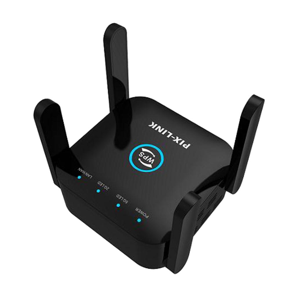 1200M Dual Frequency Wireless WiFi Signal Extension Amplifier  Black US Plug