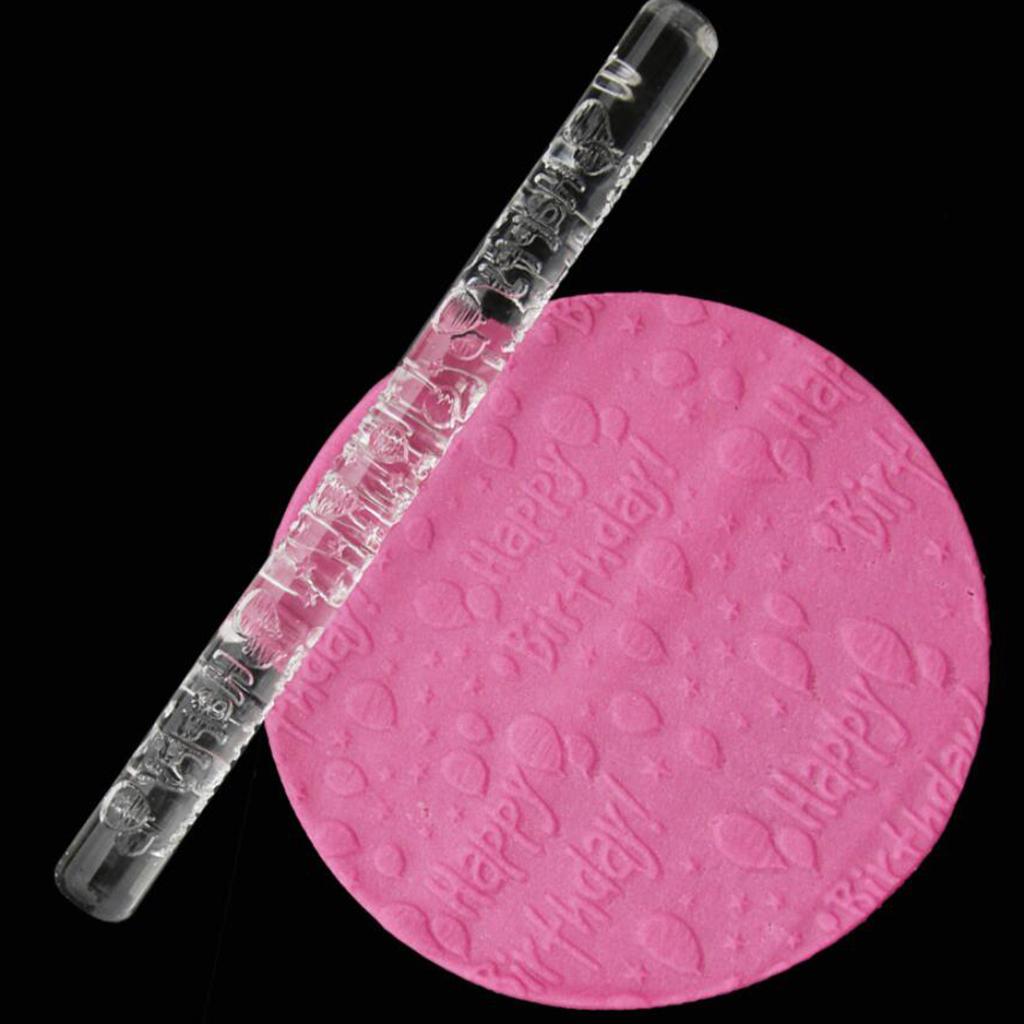 Embossing Acrylic Rolling Pin Fondant Cake Baking