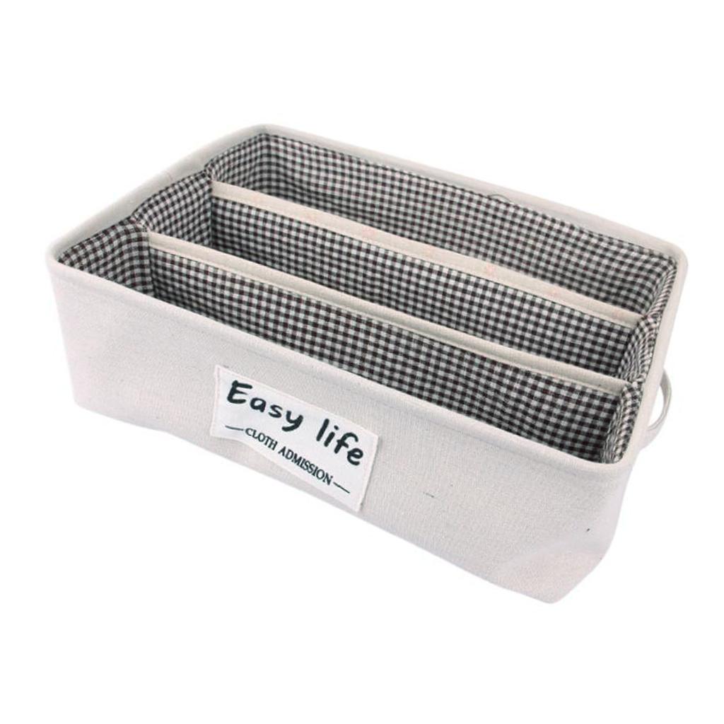 3 Grids Underwear Storage Box Container Cloth Organizer Cube Basket  Brown