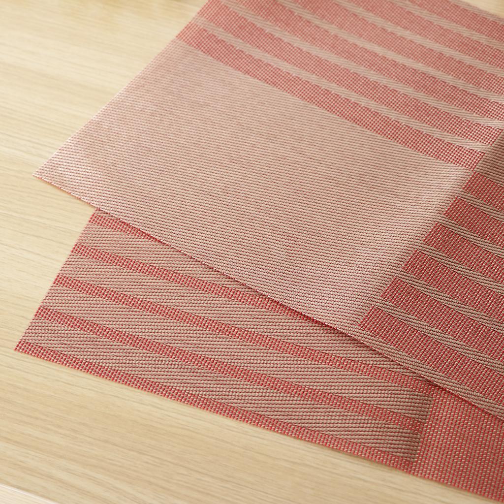 2pcs PVC Rectangle Placemat Heat Insulation Pad Dining Table Mat Red