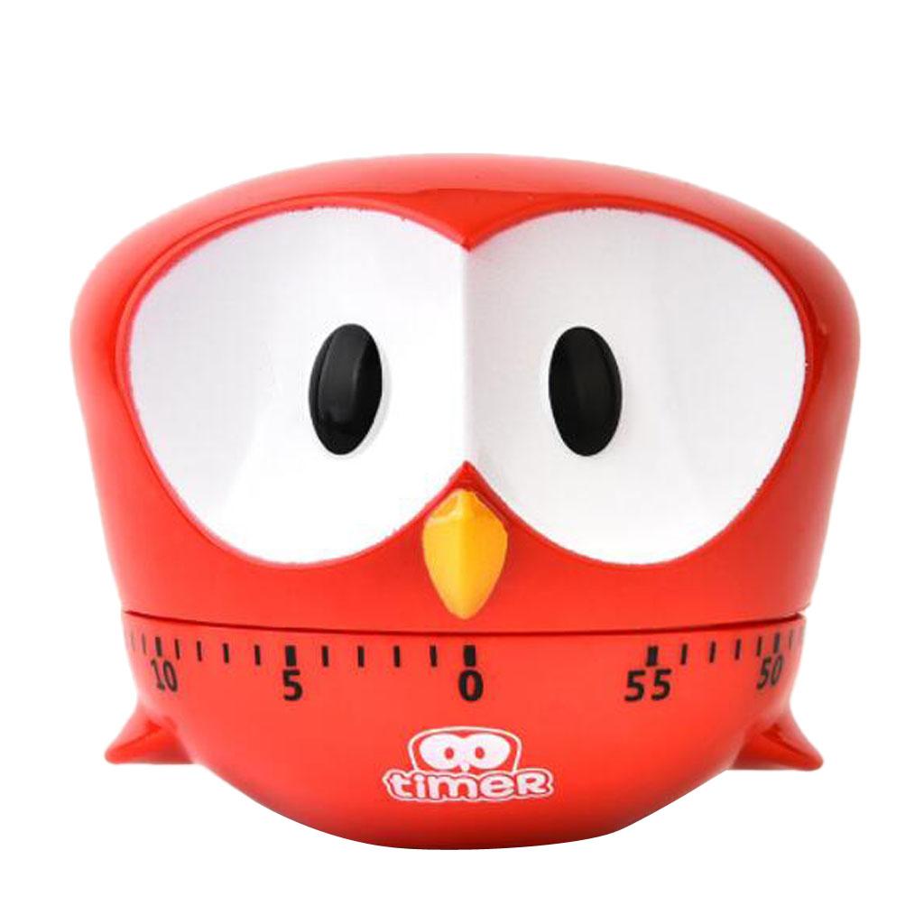 Owl Shape Kitchen Timer Manual Mechanical Food Cooking Timers Red