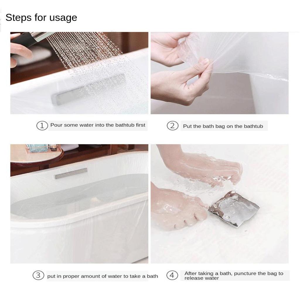 10x Disposable Bathtub Cover Folding Bag Film Portable Travel Hotel Lining