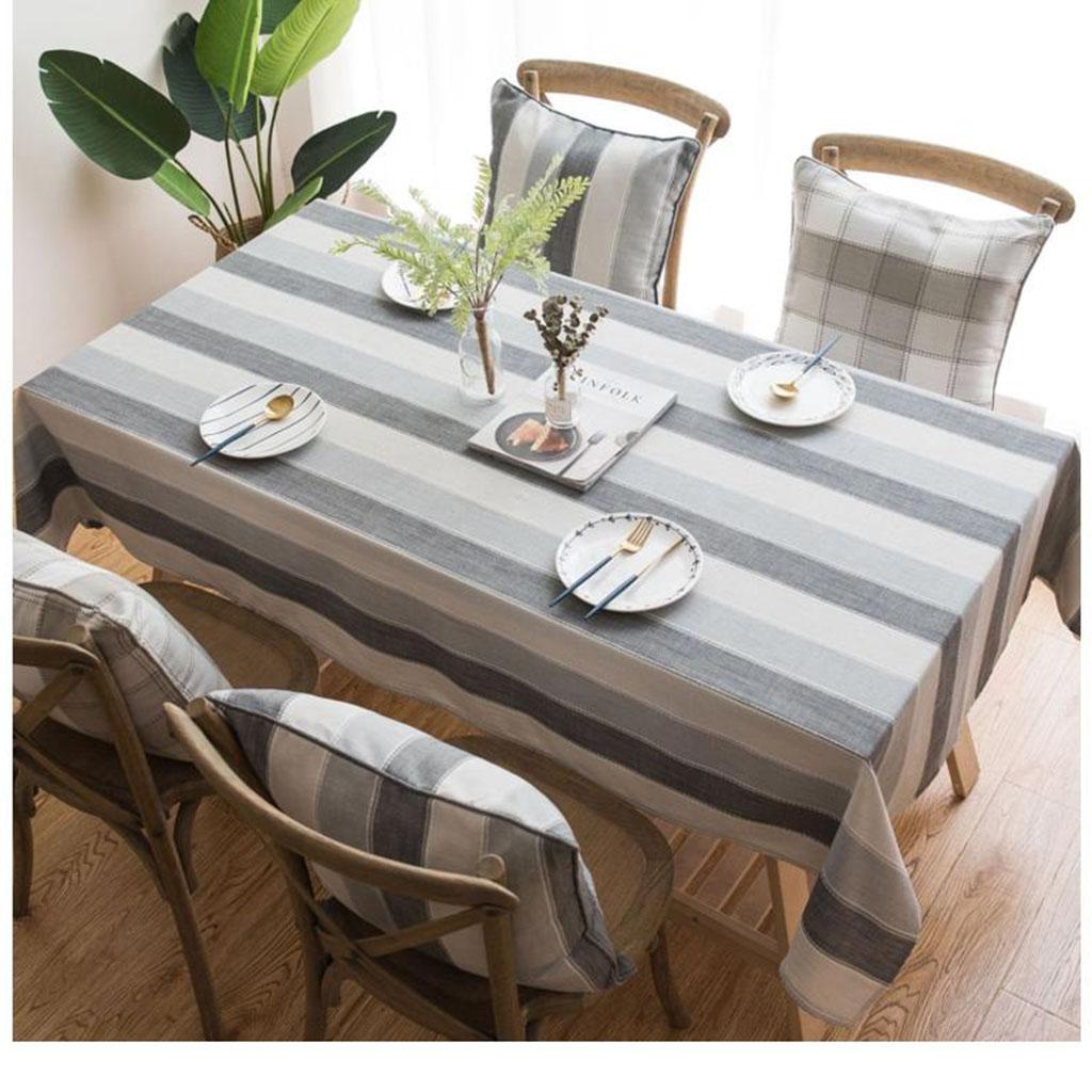 Table Cloth Striped Tablecloth Dinning Tabletop Decoration Gray 135x135cm