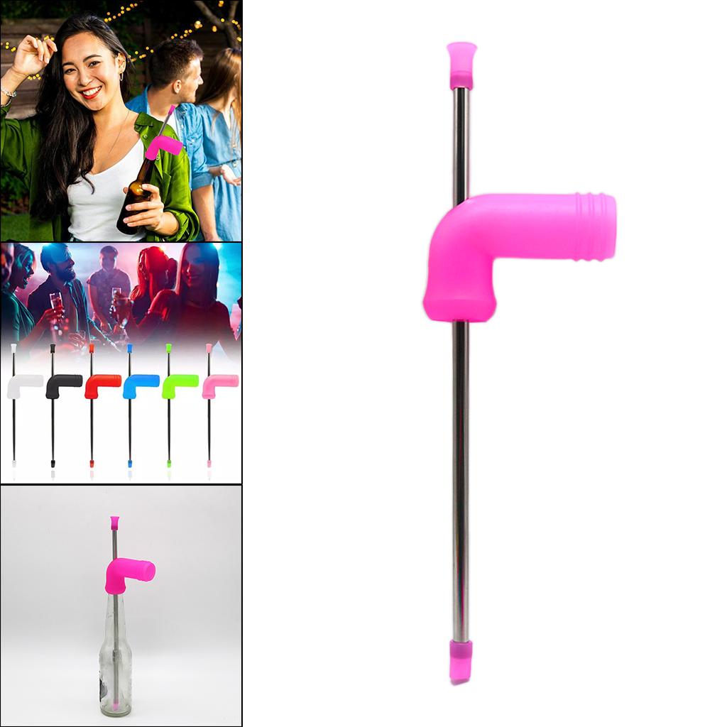 Beer Snorkel Dispenser Drink Bong Funnel Party Straw Tool Pink