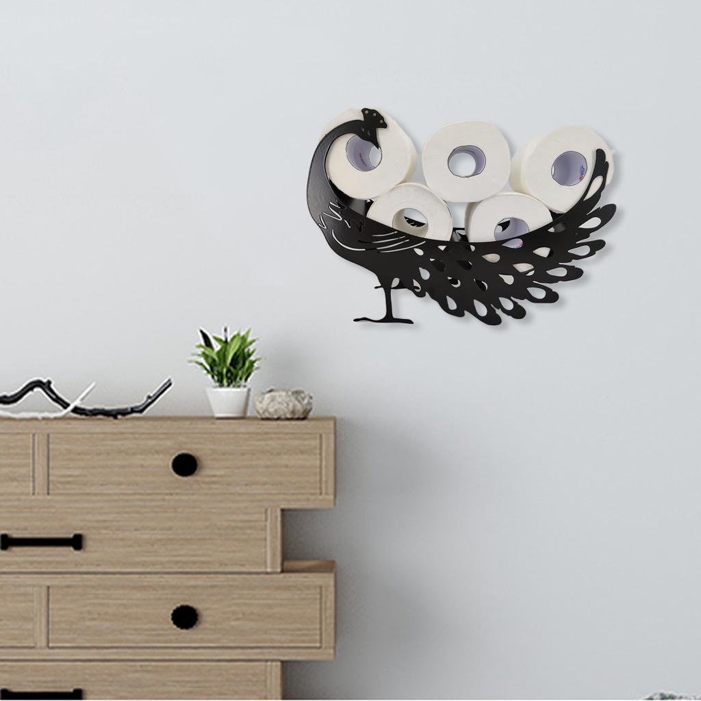 Toilet Paper Holder Wall Mount Black Animal Bathroom Tissue Storage Phoenix