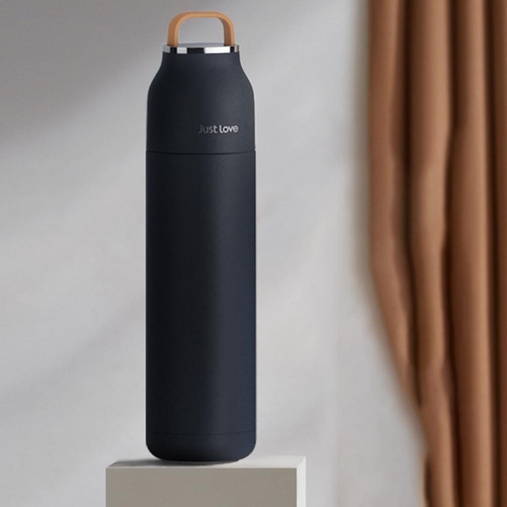 Insulated Cup Tumbler 500ml Silicone Handle 304 Stainless Steel Dark Blue