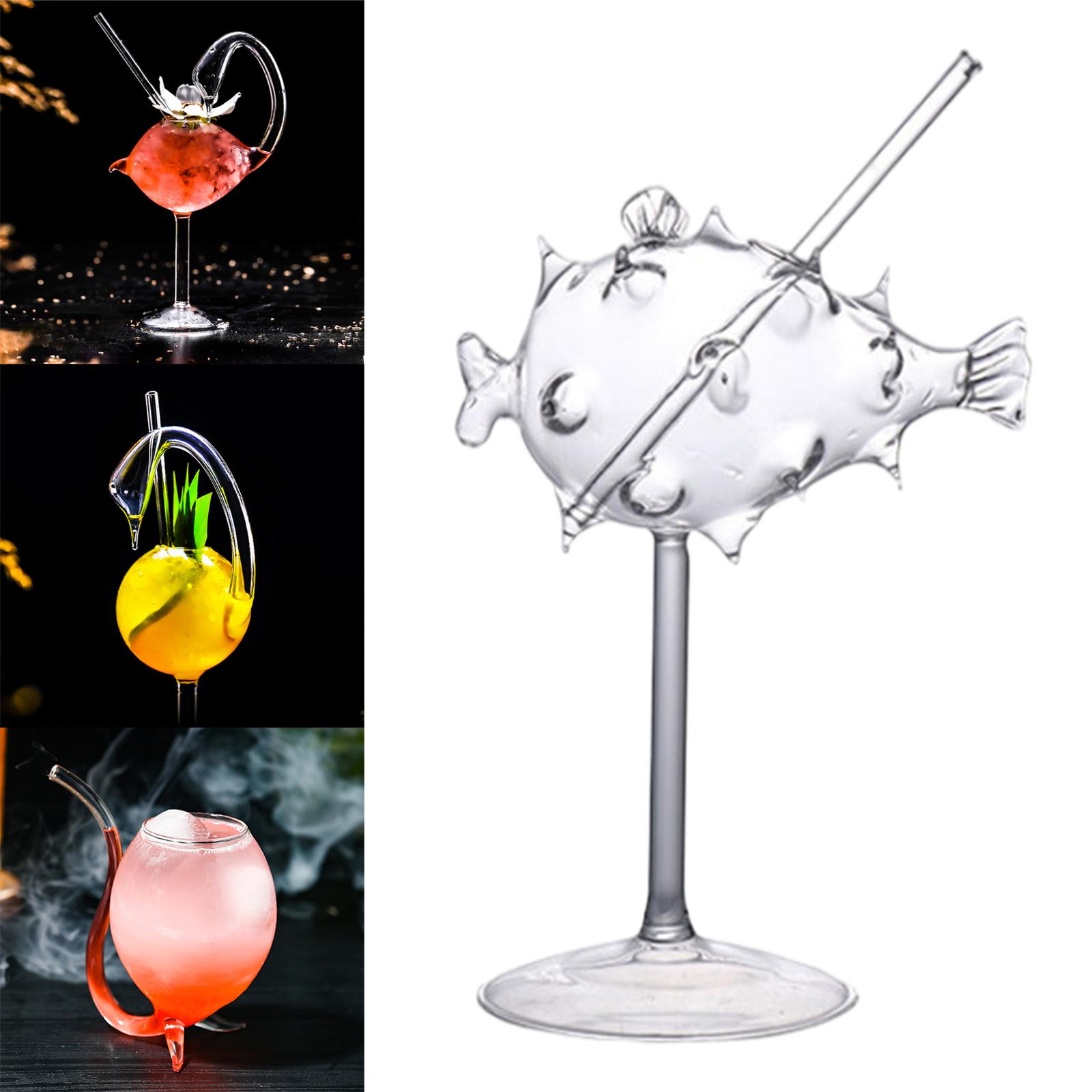 Cute Cocktail Glass Wine Glasses Glassware Unique for Wedding Gift Home puffer fish
