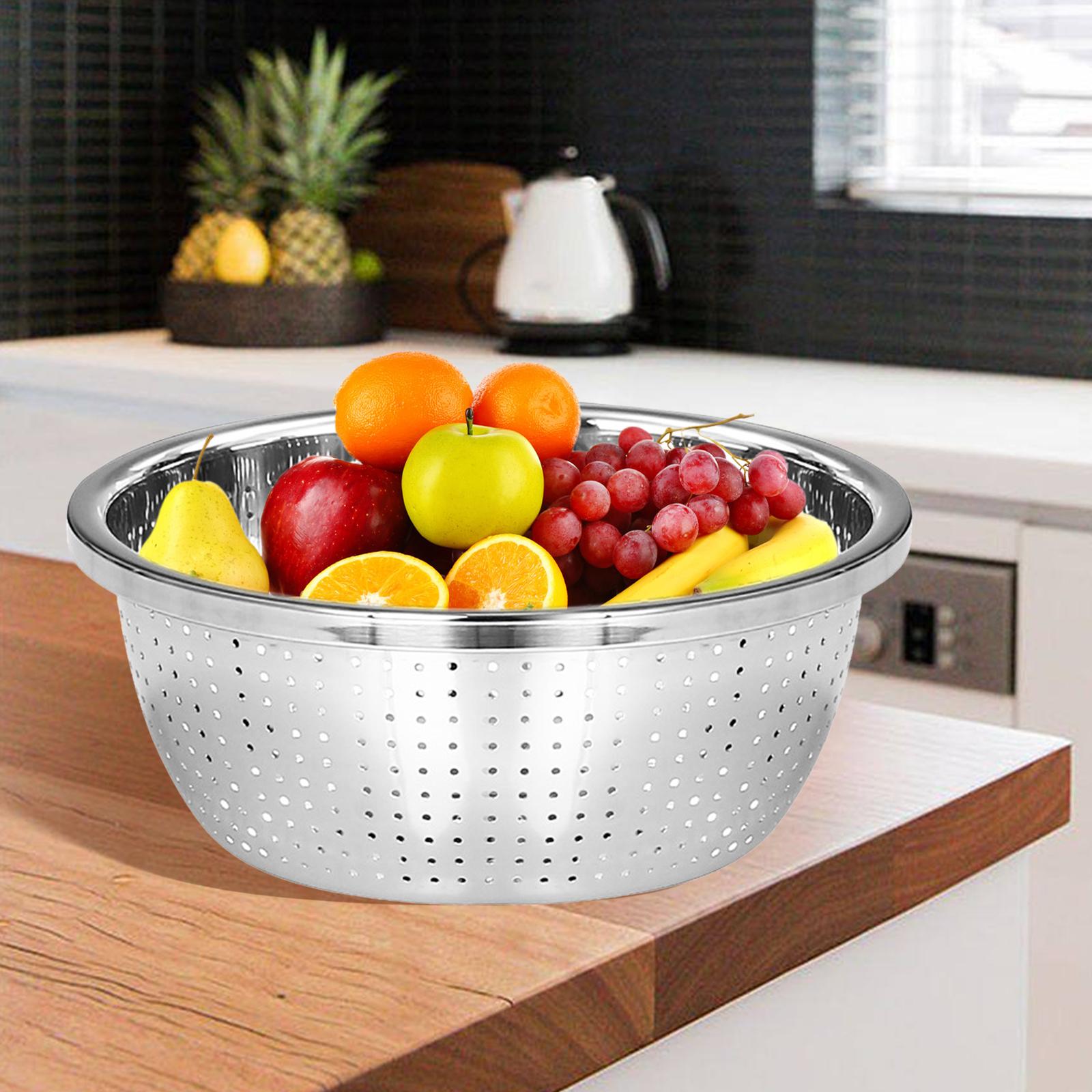 Stainless Steel Colander Sifters Food Strainer for Grape Veggies Fruits 24cm