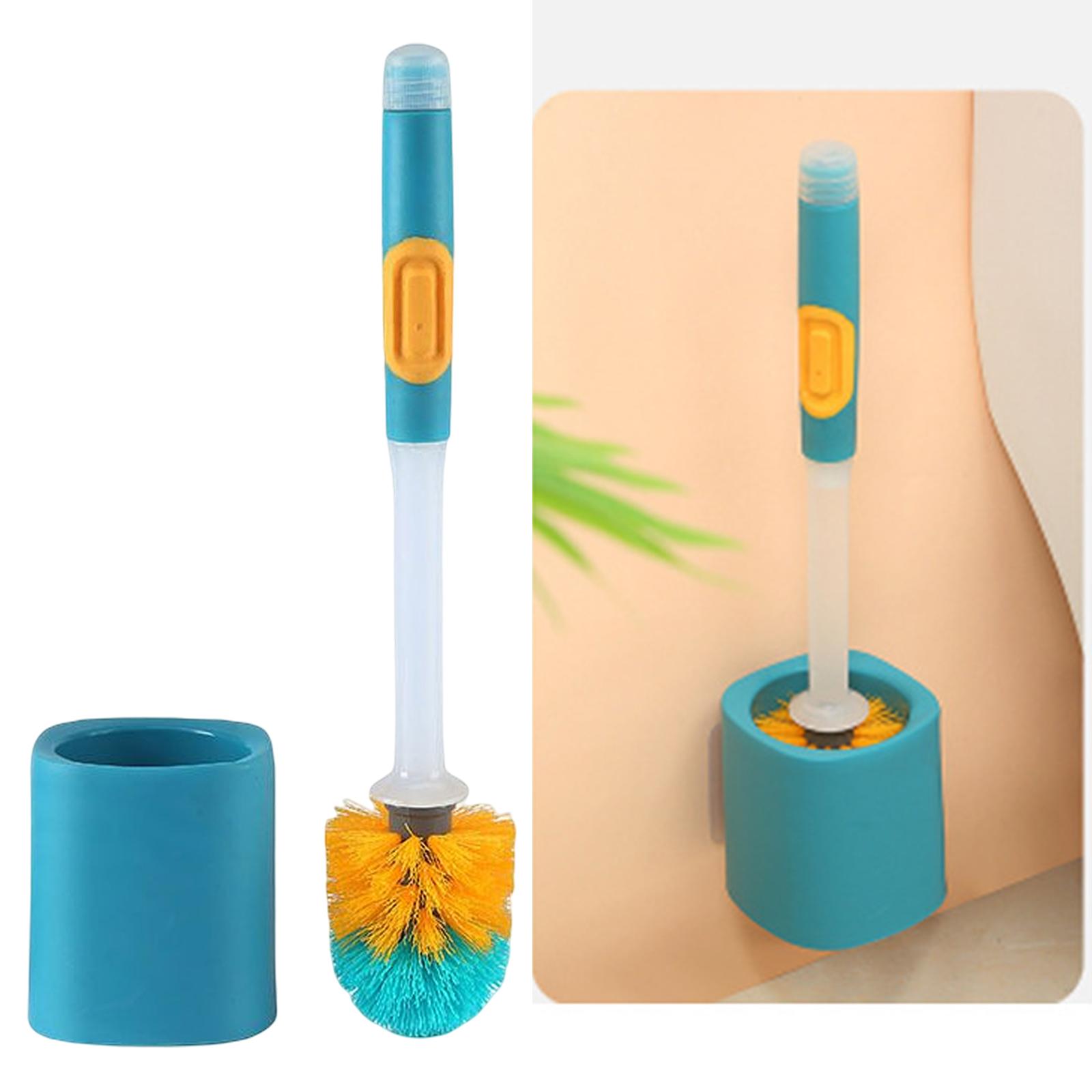 Toilet Cleaner Brush with Soap Dispensing Deep Cleaning Toilet Bathroom Blue Yellow