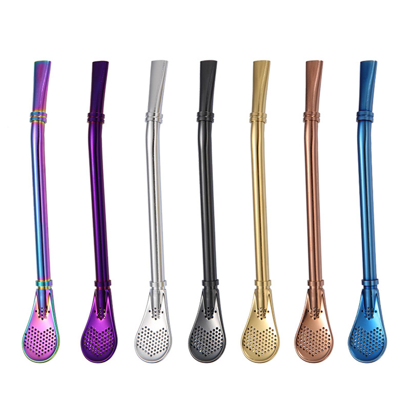 Long Handle Spoon Stirring Straw for Juice Loose Leaf Tea Drinks