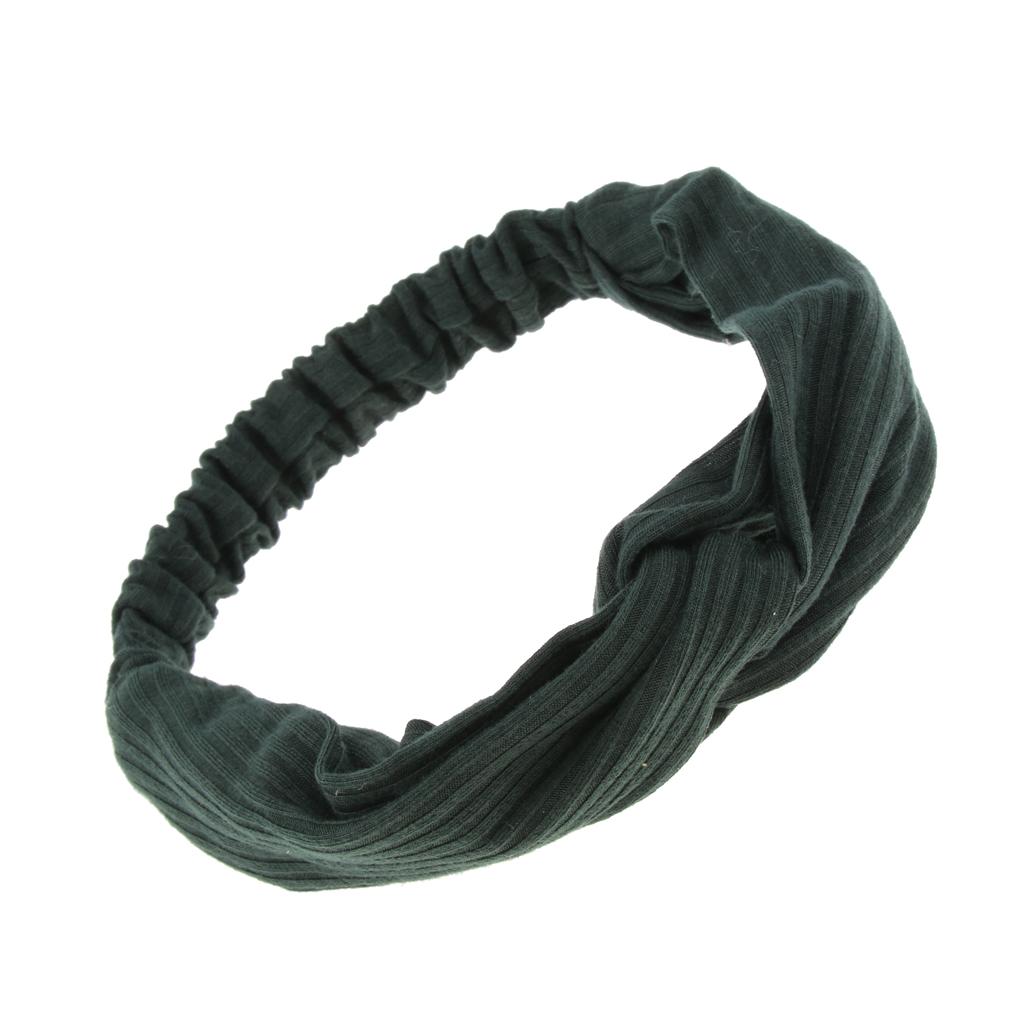 2pcs Women's Stretchy Headbands Twist Knot Wraps Turban Headwear Green