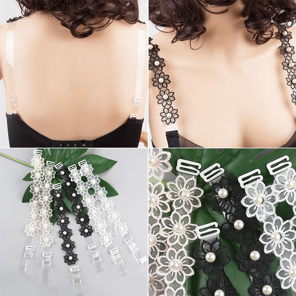 Women's Flower Lace Non-slip Bra Straps Replacement Shoulder Straps Black