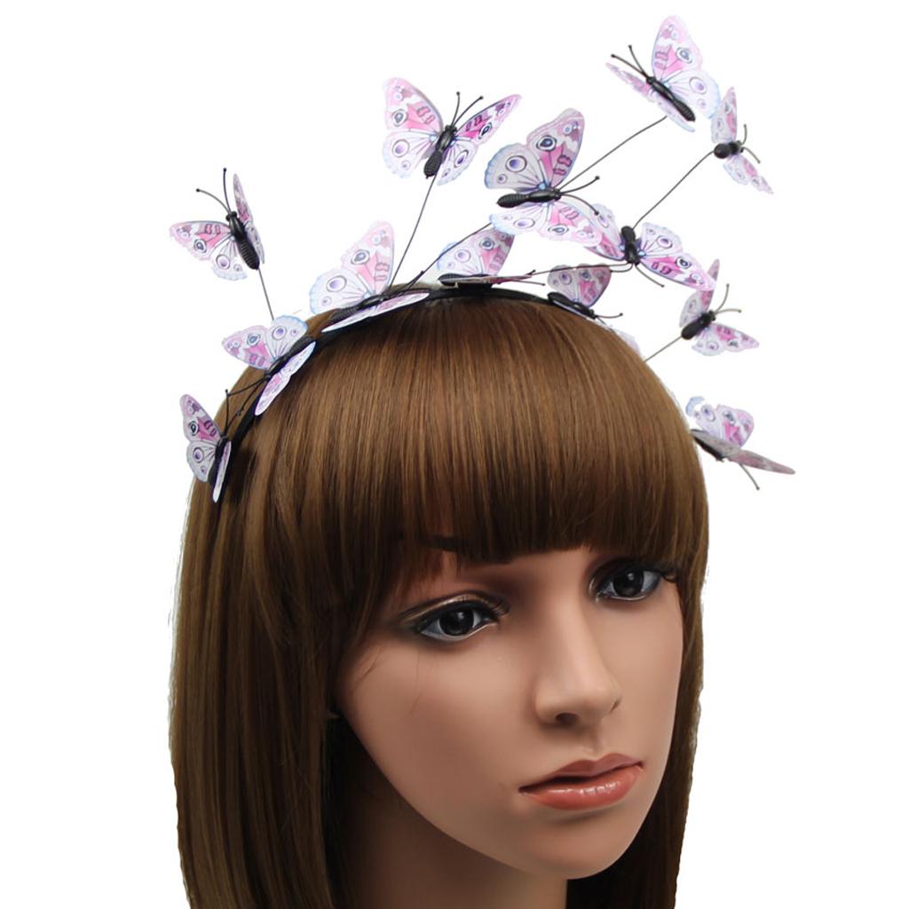 Women Fascinator Headband 3D Butterfly Hair Hoop Party Photography