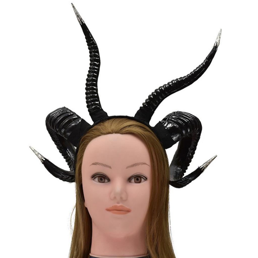 Creative Simulated Goat Horn Hair Band Headband Party Costume Prop Black