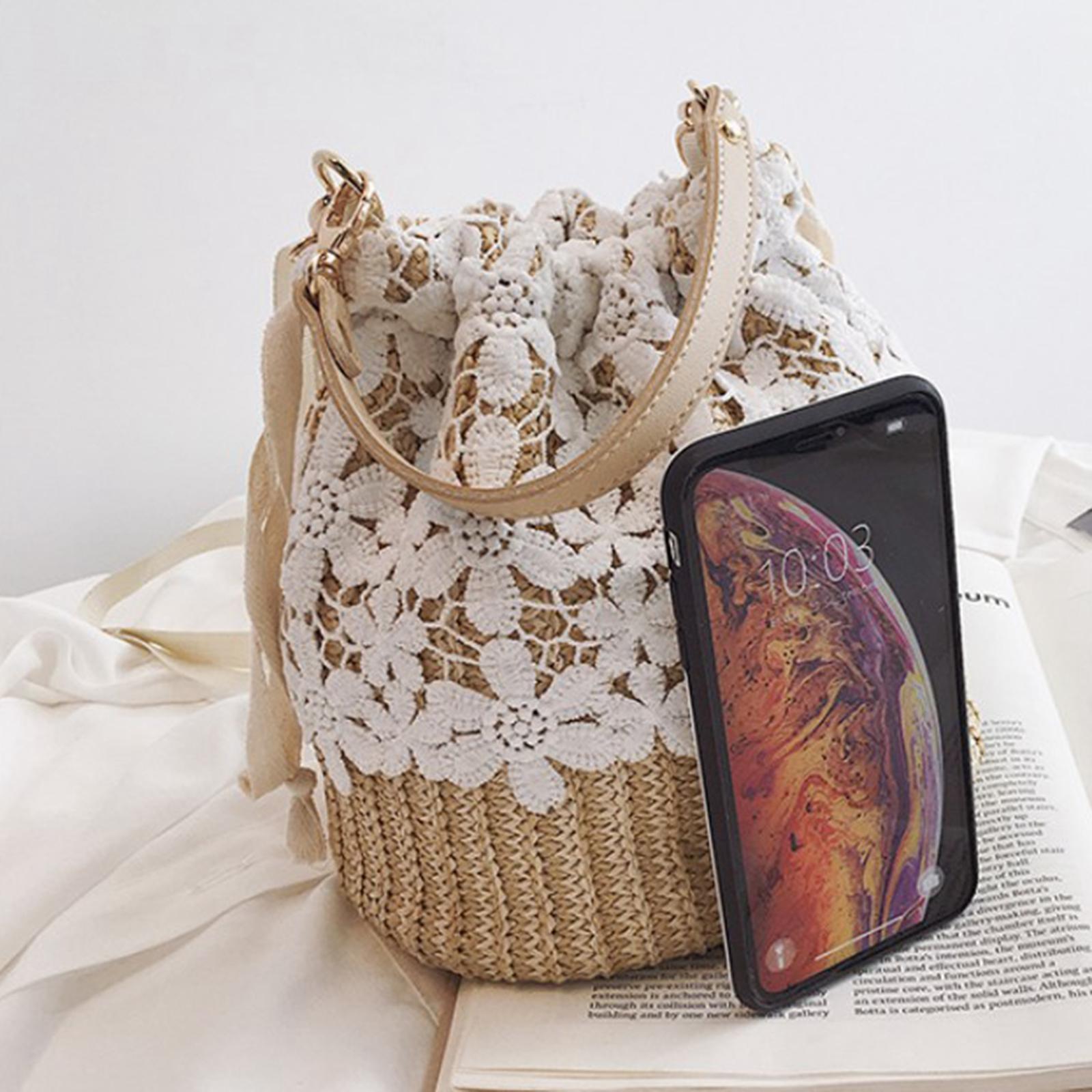 Women Beach Crossbody Shoulder Bag Tote Handbag Bucket Sling Bag Flower