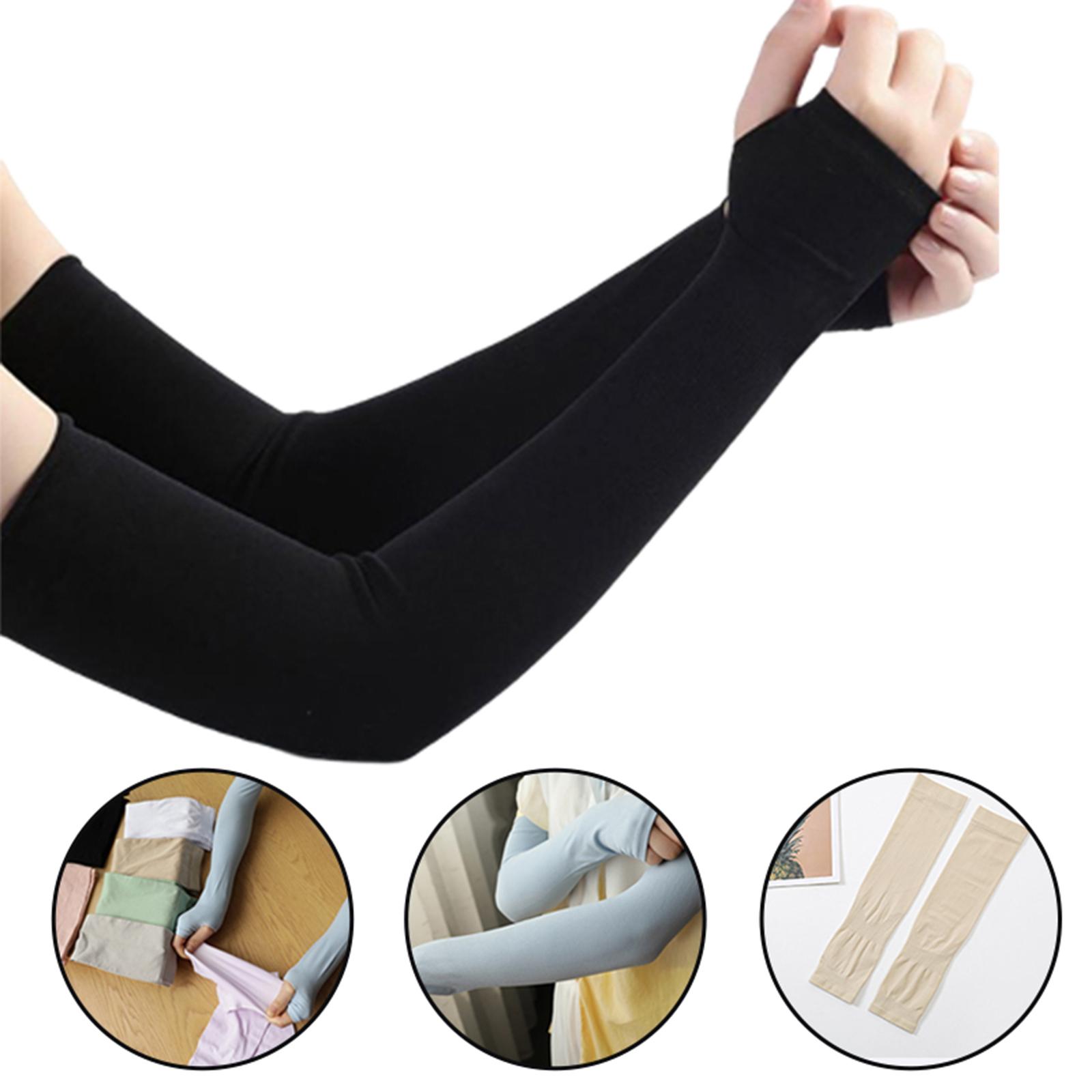 4xUV Protection Arm Sleeves Ice Silk Cooling Sports Sleeve Running Black