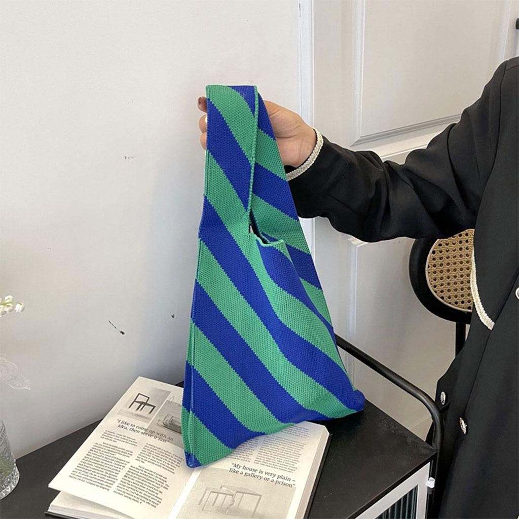 Lady Grid Pattern Shoulder Bag Causal Handbag Women Totes  blue green