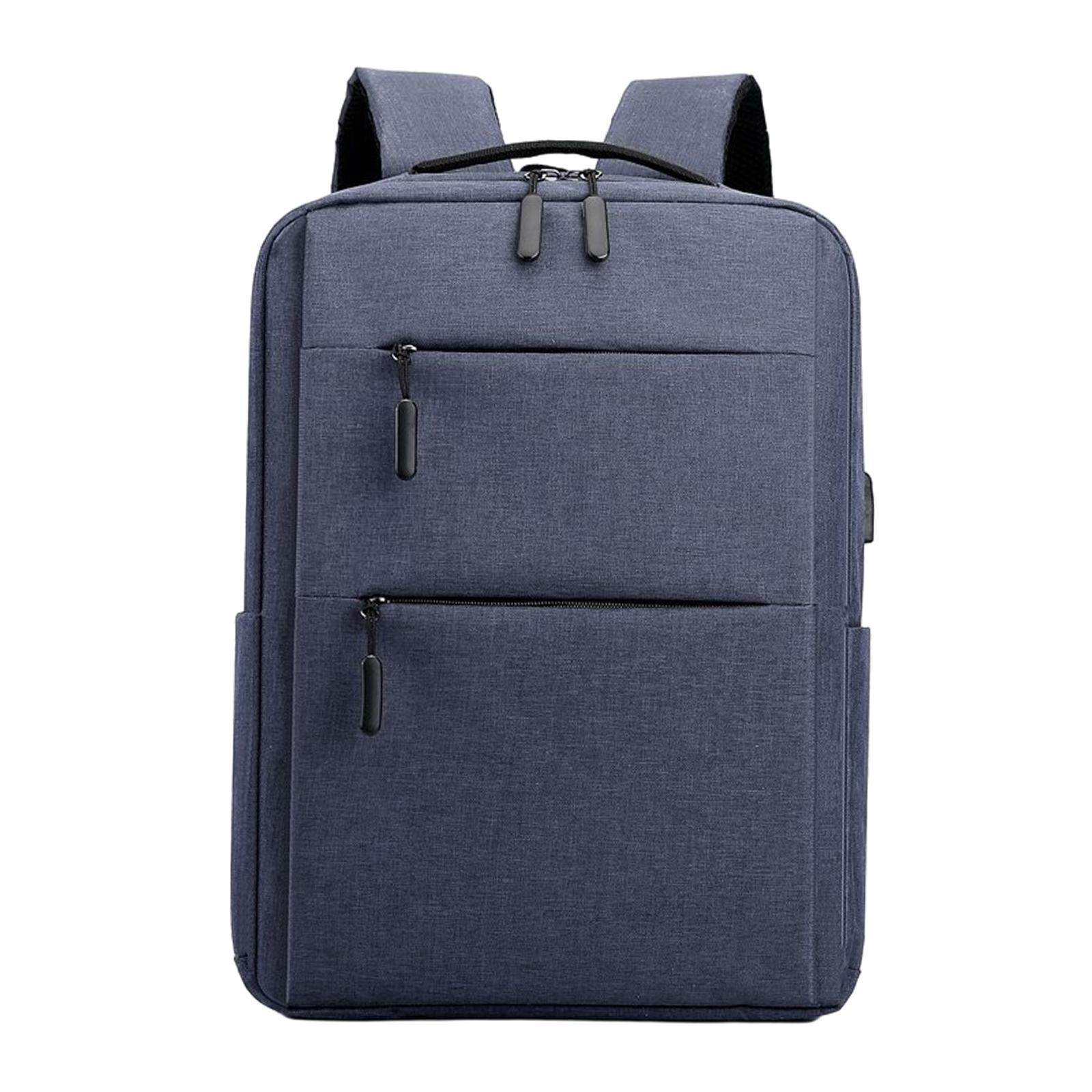 Multifunctional 15.6" Laptop Backpack Travel USB Charge Simple Blue