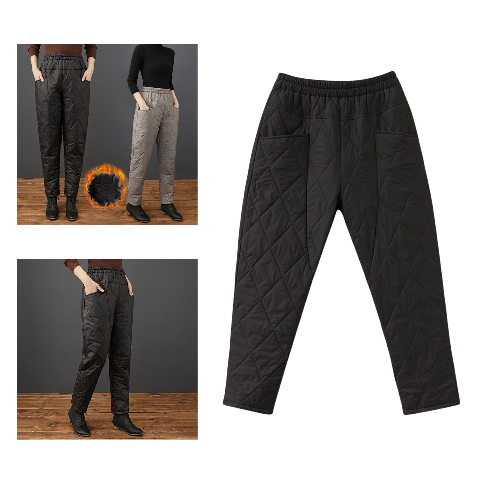 Winter Warm Puffer Down Pants Compression Snow Trousers Elastic High Waisted XL