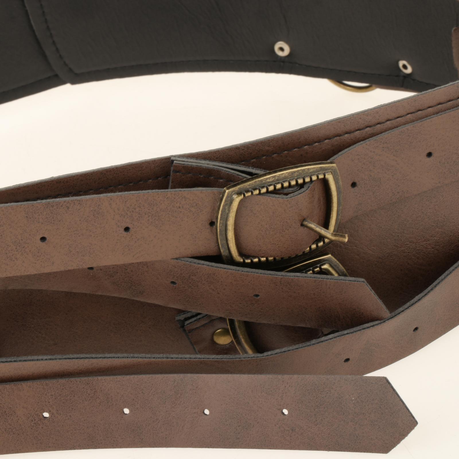 Reusable PU Leather Waist Belt Costume Wrap Around Medieval Knight Belt Brown