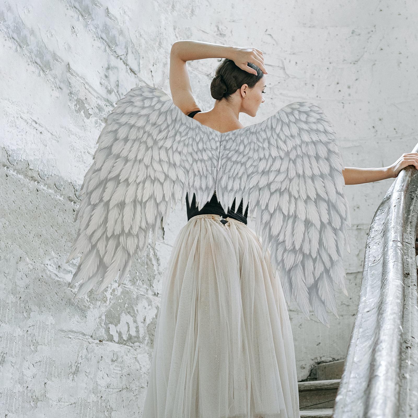 Non Woven Fabric Angel Wings Mardi Gras Halloween Cosplay Costume Props White