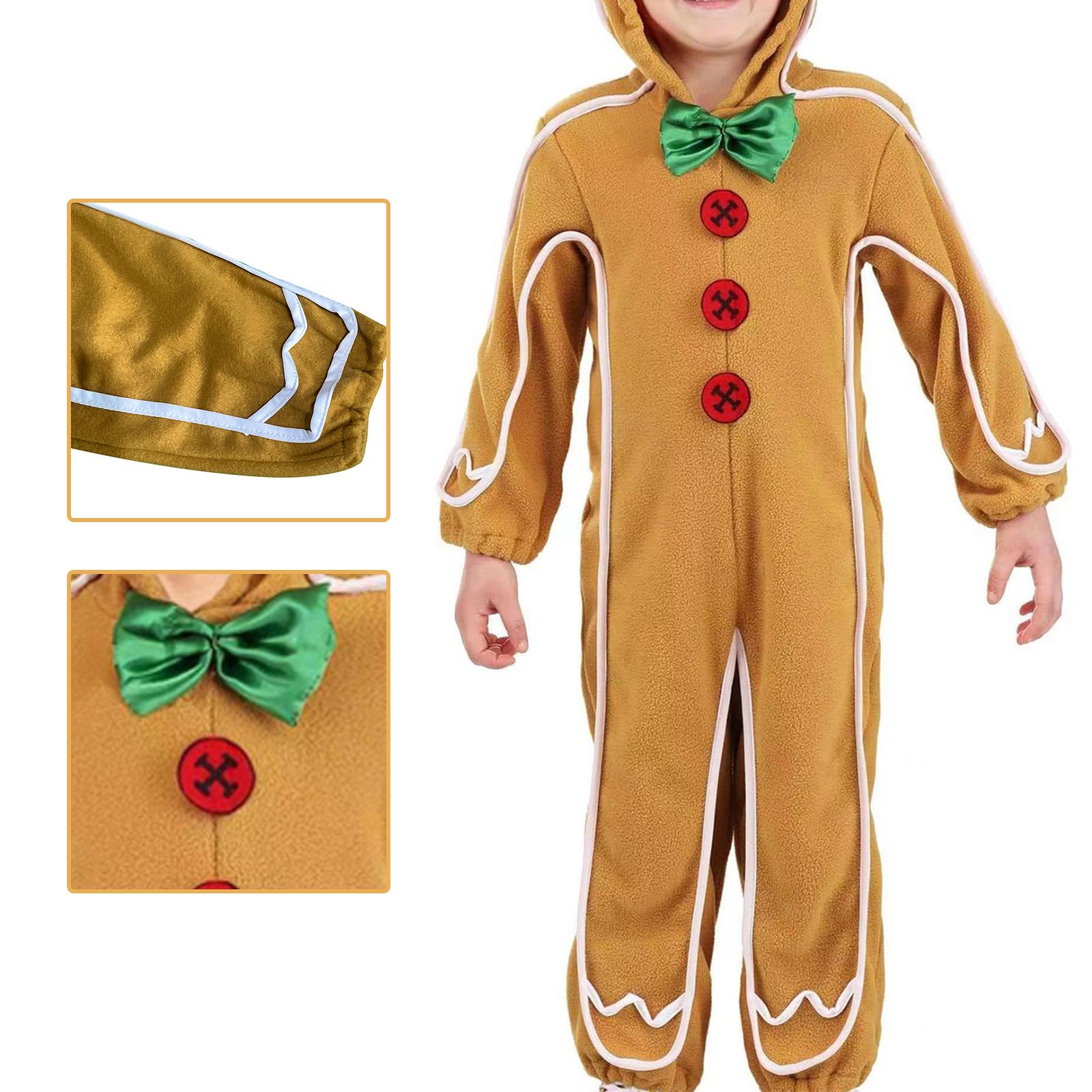 Christmas Outfit Child Gingerbread Man Costume for Pretend Play Holiday L