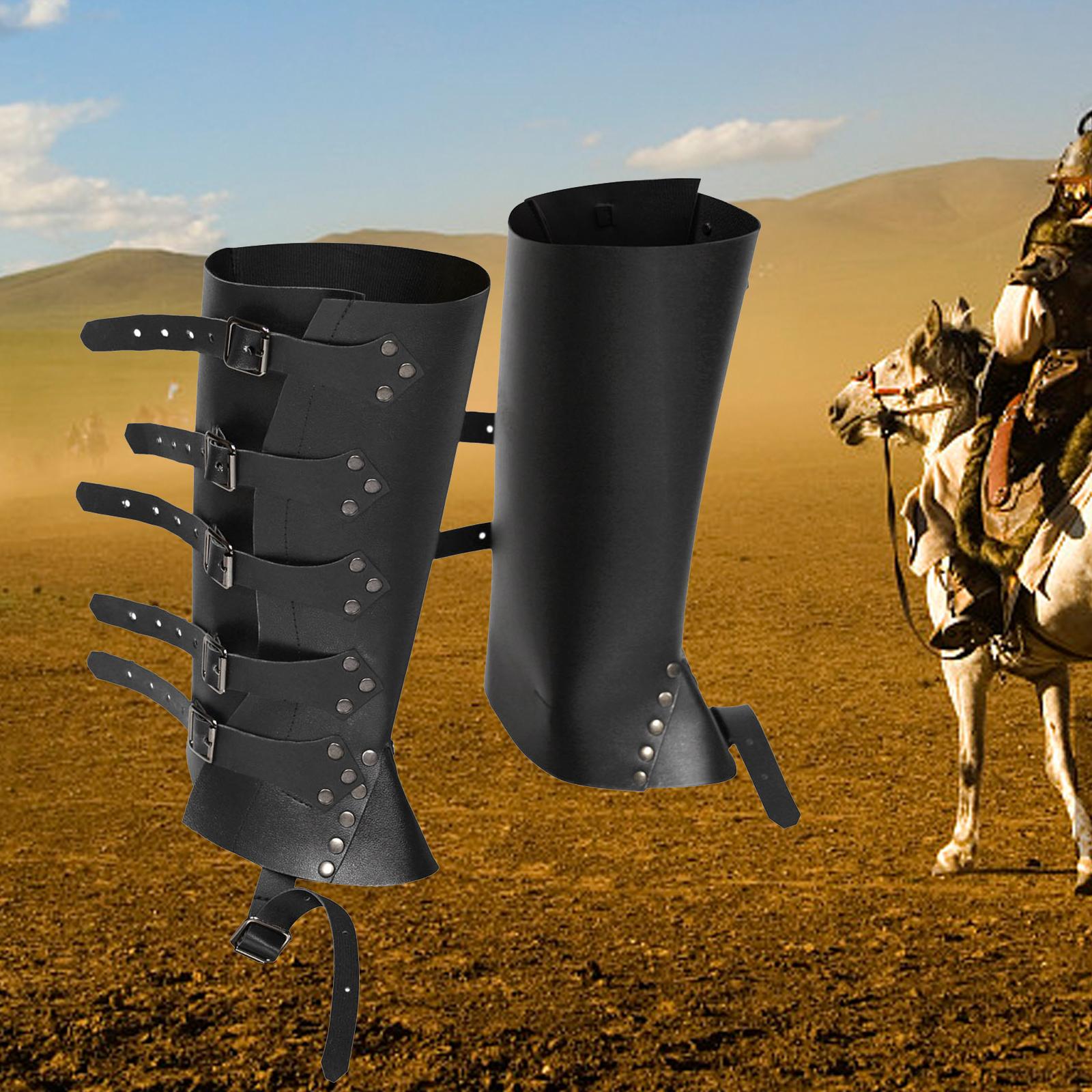 Novelty Medieval Boots Shoes Cover Adjustable Gothic Punk Faux Leather Black