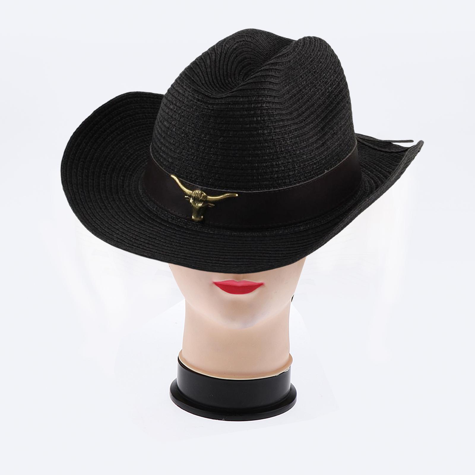 Western Cowboy Hat Wide Brim Sunshade Hat Cowgirl Hat Holiday Beach Black
