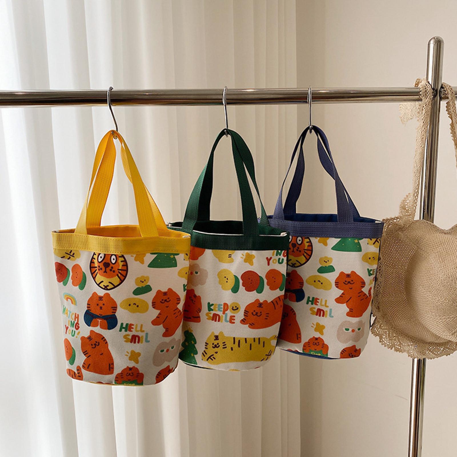 Women Girls Canvas Bucket Bag Casual Handbags Purse Top Handle Satchel Yellow