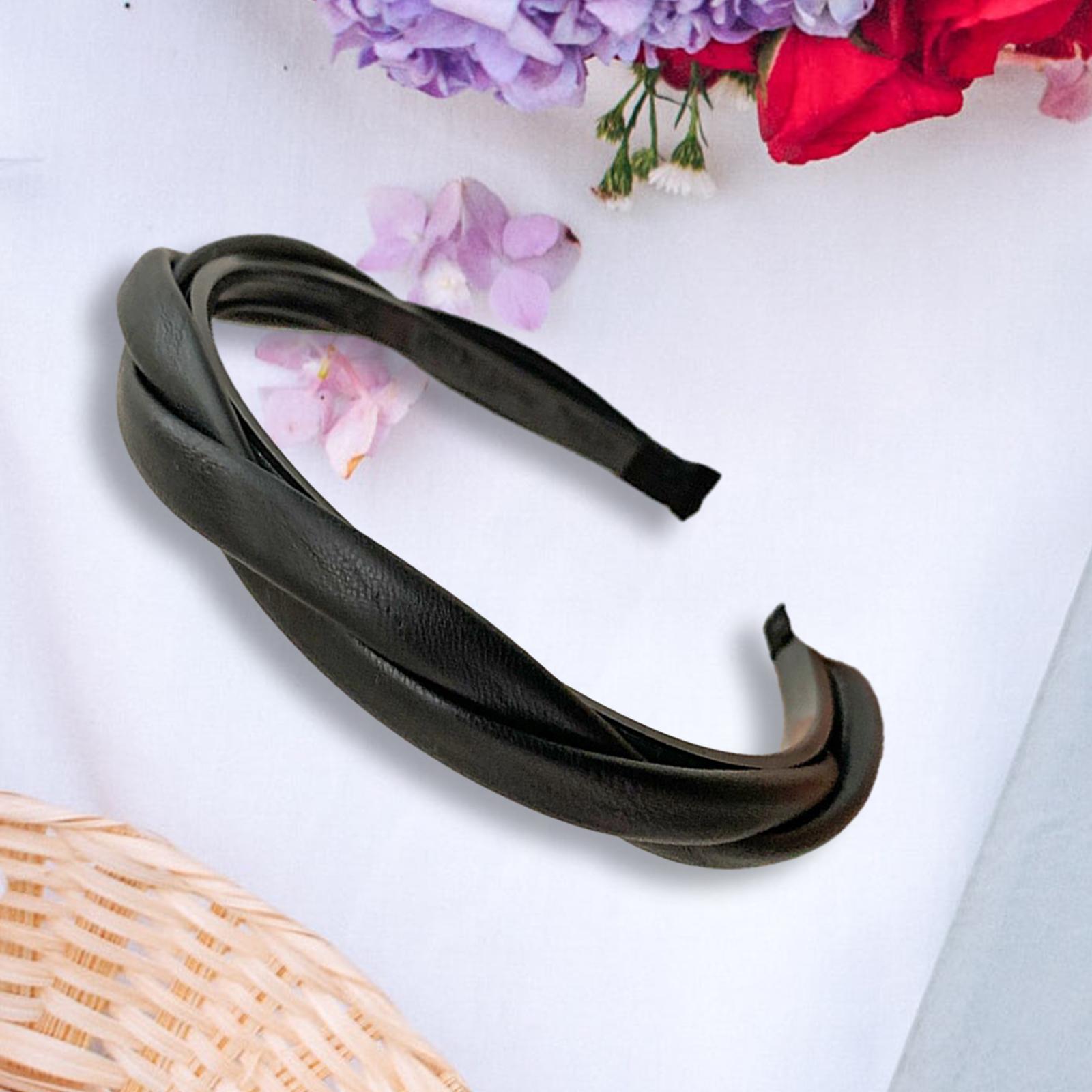 Leather Headbands Headwear Girls Headdress Cocktail Carnival Women Hair Head black