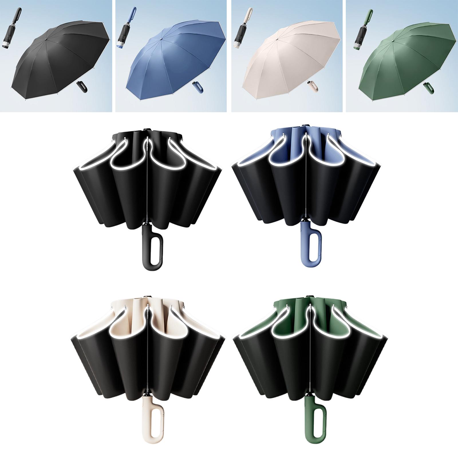 Automatic Folding Umbrella Compact Water Resistant 8 Ribs Sun Rain Umbrellas Black