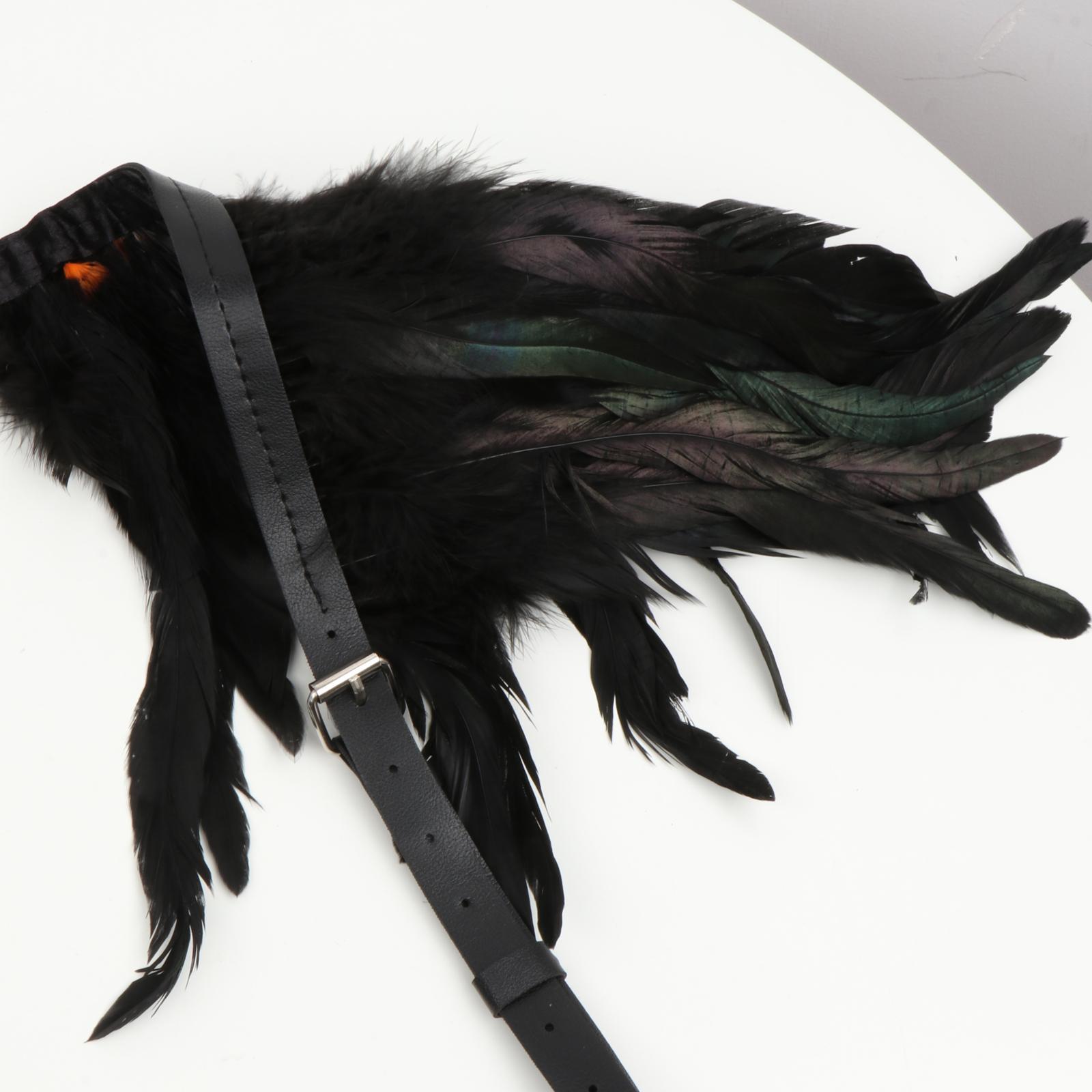 Artificial Feather Shawl Cosplay Costume Poncho Capelet for Women Shrug Cape
