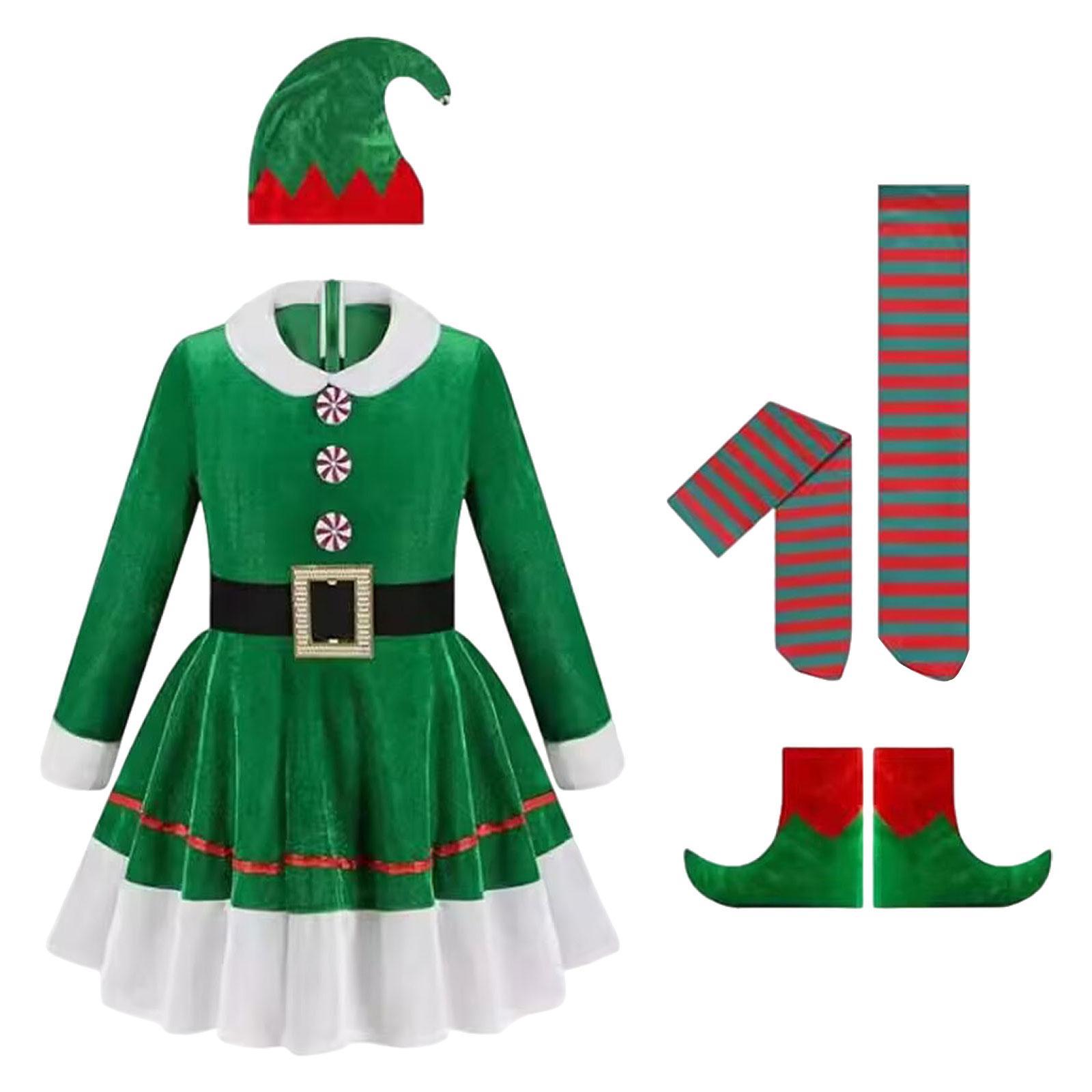 Christmas Elf Costume Cosplay Gifts Outfit for Photo Props Festive Halloween