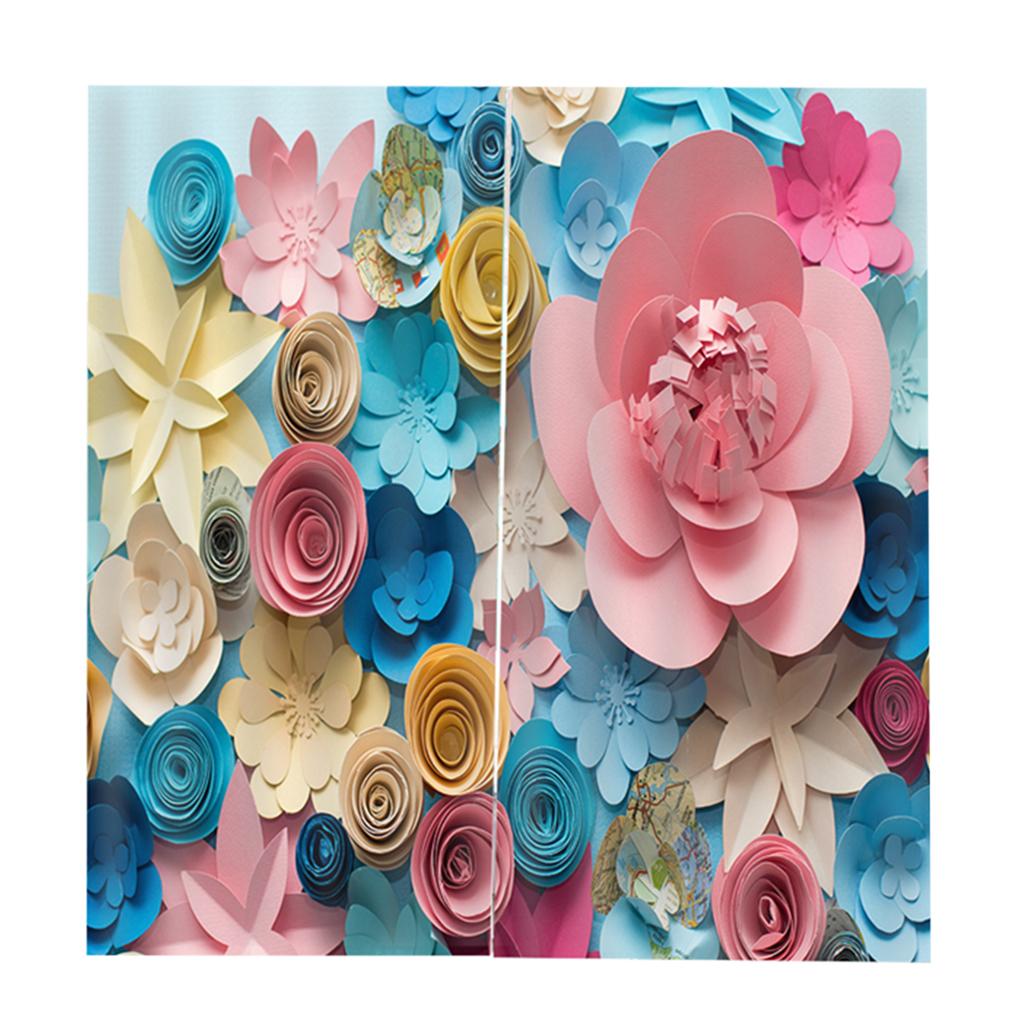 2Pcs Blumenmuster Blackout Fenster Vorhang Schatten Volant 2Pcs Blumenmuster Blackout Fenster Vorhang Schatten Volant